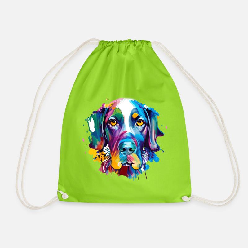 Deutscher Kurzhaar-Pointer GSP Farbenfrohe Hundekunst - Turnbeutel - Neongrün