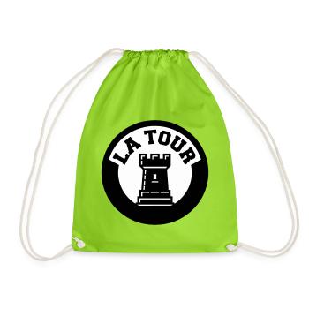 Logo La Tour Pièce d'Échecs Style Emblème Cercle - Sac de sport léger - vert néon - Devant