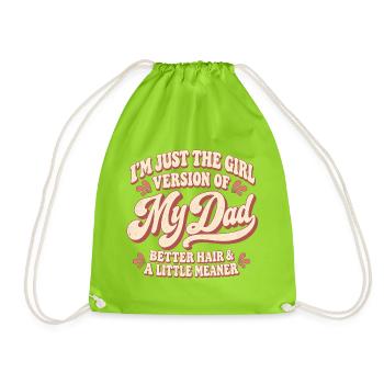 Mädchenversion von My Dad Graphic T-Shirt - Turnbeutel - Neongrün - Vorne