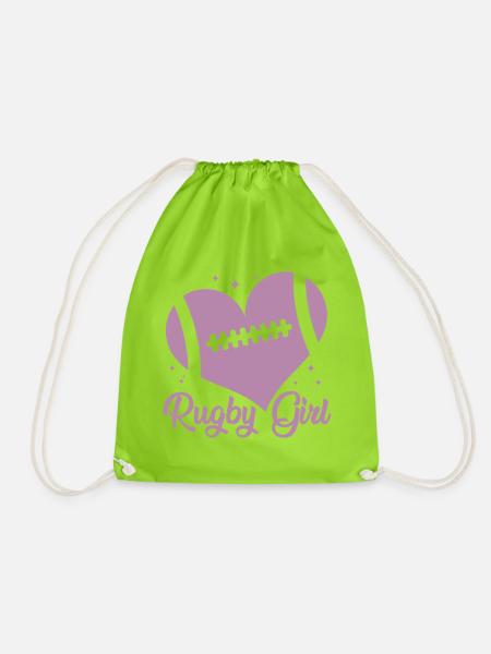 Rugby Girl Fille Fan de Rugby - Turnbeutel - Neongrün