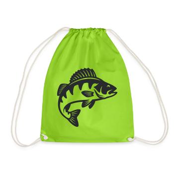 Barsch Raubfisch Silhouette - Turnbeutel - Neongrün - Vorne