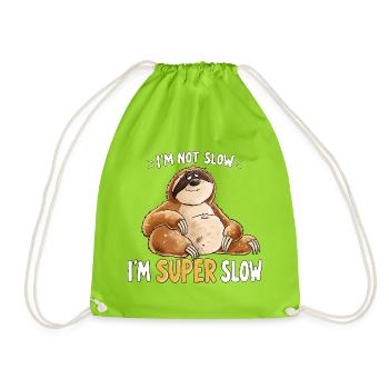 Faultier Super Slow Langsam Müde Spruch Humor - Turnbeutel - Neongrün - Vorne