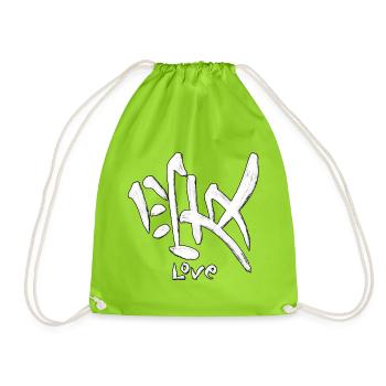 Liebes-Graffiti-Symbol: weiße Pinsel - Turnbeutel - Neongrün - Vorne