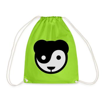yin yang panda teddy - Drawstring Bag - neon green - Front