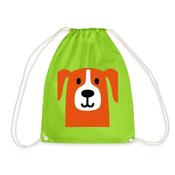 Cute dog - Drawstring Bag - neon green - Front