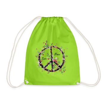 Peace and Love - Turnbeutel - Neongrün - Vorne