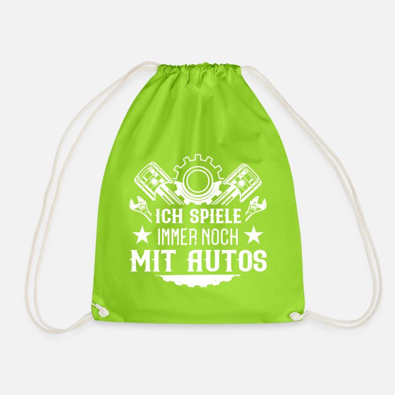 Ich spiele immer noch mit Autos - Turnbeutel - Neongrün