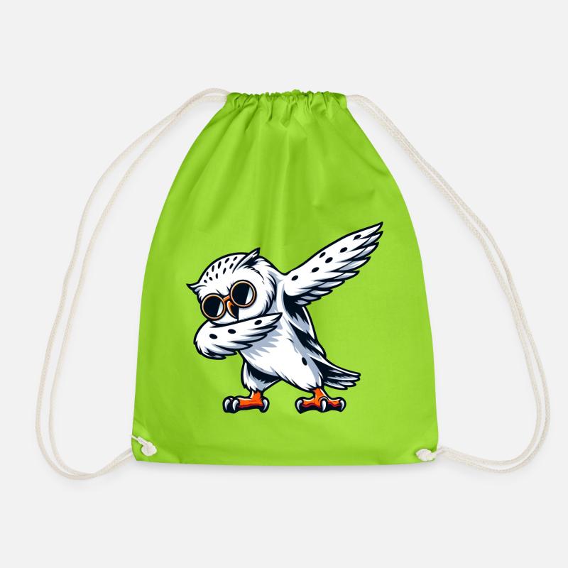 Coole Schneeeule Dabbing Pose - Turnbeutel - Neongrün