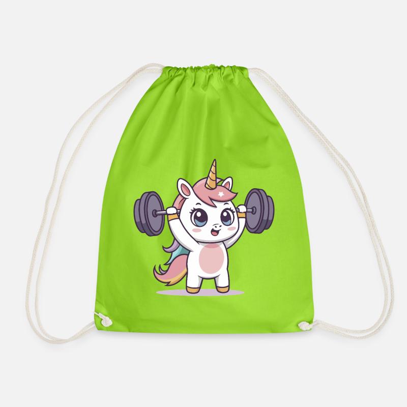 Einhorn-Athlet im Training - Turnbeutel - Neongrün