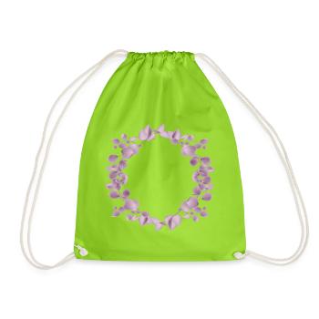 Delicate eucalyptus wreath in dusky pink illustration - Drawstring Bag - neon green - Front