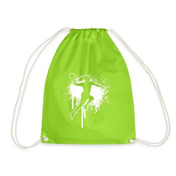 Geschenkidee für eine Handball-Fanin mit Ballsport - Turnbeutel - Neongrün - Vorne