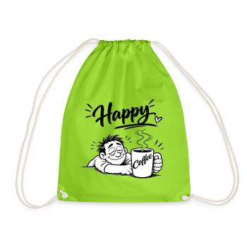 Coffee makes you happy - Drawstring Bag - neon green - Front