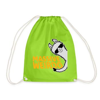 Massive weirdo Komischer Weirdo Lustig Spruch Lama - Turnbeutel - Neongrün - Vorne