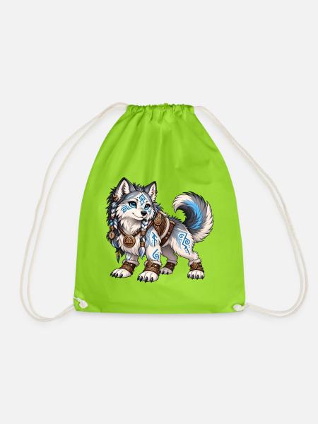 Kawaii Runenwolf - Turnbeutel - Neongrün