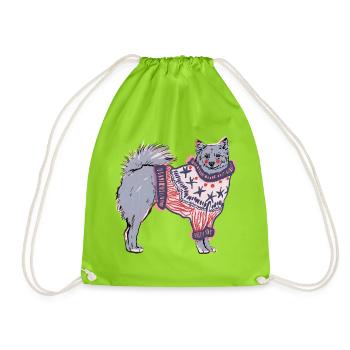 FINNISCHER SPITZ IM JUMPER - Turnbeutel - Neongrün - Vorne