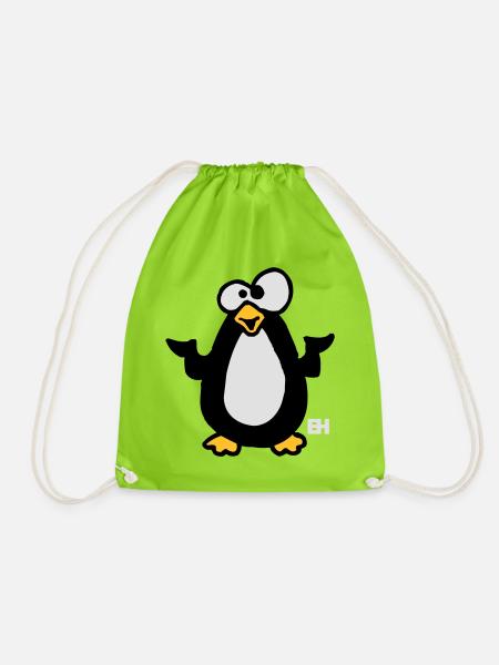 Penguin Three Color Design - Drawstring Bag - neon green