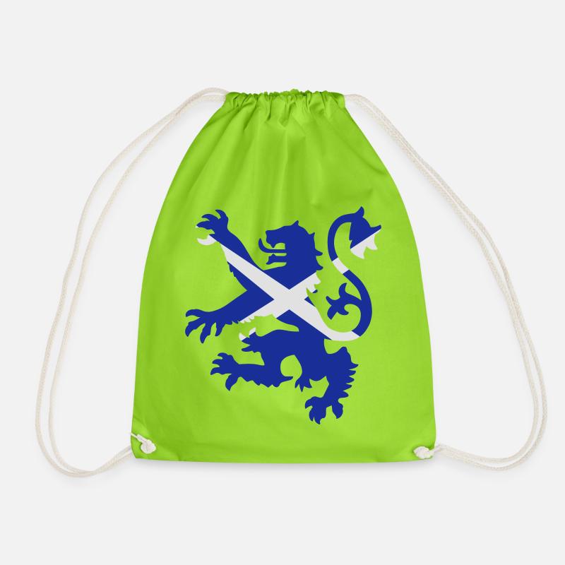 Scottish Lion and Saltire - Drawstring Bag - neon green