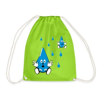 Little Water Drop Friends - Drawstring Bag - neon green - Front