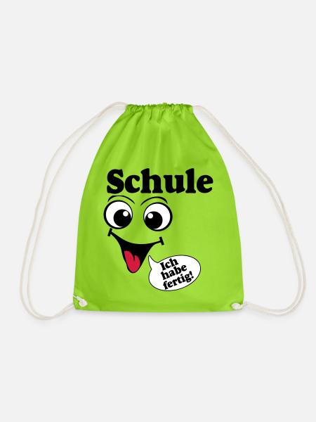 Abschluß , Schule ich habe fertig (25) - Turnbeutel - Neongrün