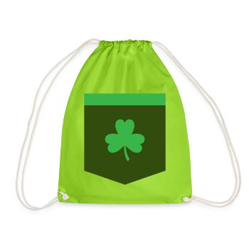 St Patricks Day - Pocket - Drawstring Bag - neon green - Front