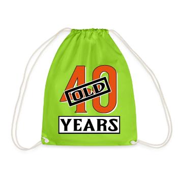 40 years old forty birthday - Turnbeutel - Neongrün - Vorne