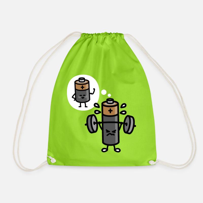 Battery Mindset Bodybuilding Powerlifting Gym - Drawstring Bag - neon green