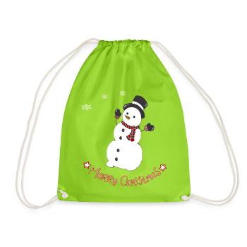 Bonhomme de neige joyeux avec écharpe - Sac de sport léger - vert néon - Devant