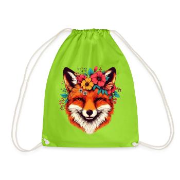 Fox - Drawstring Bag - neon green - Front