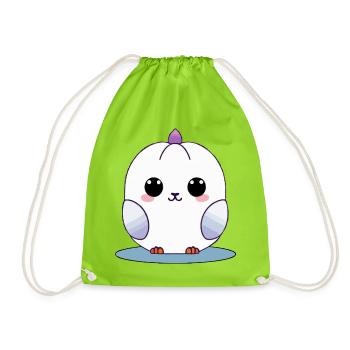 poussin blanc kawaii avec des accents violets - Sac de sport léger - vert néon - Devant