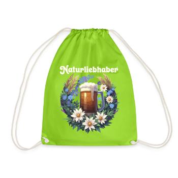 Naturliebhaber Bierkranz Trachtenshirt Ersatzdirnd - Turnbeutel - Neongrün - Vorne