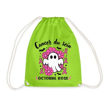Ruban de sensibilisation au cancer du sein Hallowe - Sac de sport léger - vert néon - Devant