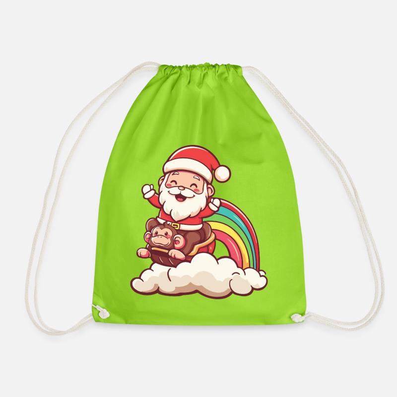 Affe Weihnachtsmann Weihnachten - Turnbeutel - Neongrün