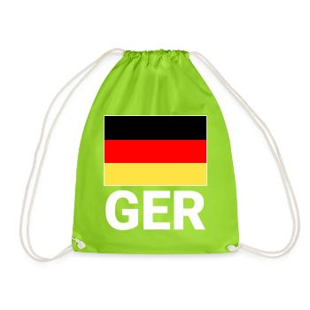 Deutschland Flagge mit GER Abkürzung - Turnbeutel - Neongrün - Vorne