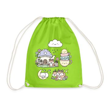 Cute Forest Houses and Animals - Turnbeutel - Neongrün - Vorne