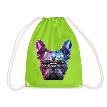 Polygonal Frenchie - 006 - Drawstring Bag - neon green - Front