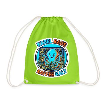 Netzwerker Oktopus Kabel Salat Shirt - Turnbeutel - Neongrün - Vorne