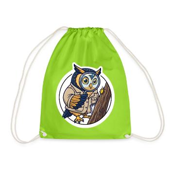 Entomologe Eule Lupe T-Shirt - Turnbeutel - Neongrün - Vorne