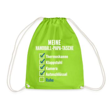 Handball Papa Tasche – Thermoskanne, Klappstuhl - Turnbeutel - Neongrün - Vorne