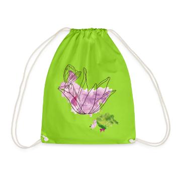 Blüte mit Insekt - Turnbeutel - Neongrün - Vorne