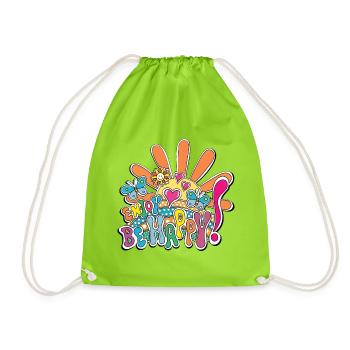 Colorful Joy Illustration - Drawstring Bag - neon green - Front