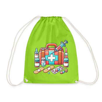 Detailed pharmacy fabric, symbol of safety - Drawstring Bag - neon green - Front
