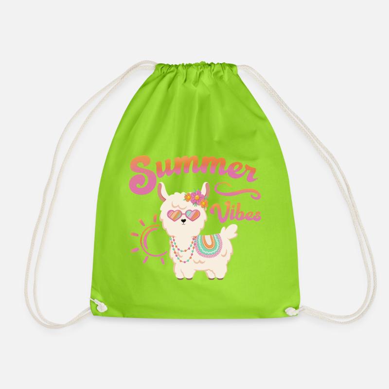 Lama Sommer Alpaka - Summer vibes - Sommerstimmung - Turnbeutel - Neongrün