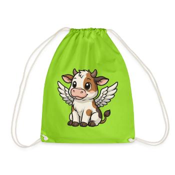 Vache Ange Taureau - Sac de sport léger - vert néon - Devant