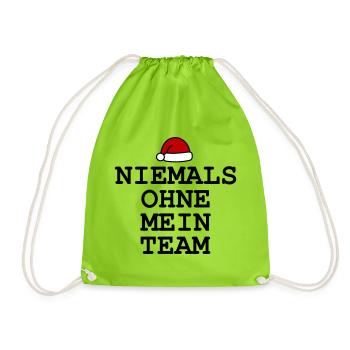 Never without My Team Christmas - Drawstring Bag - neon green - Front