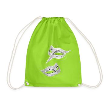 Elegant silver masks in ornamental style - Drawstring Bag - neon green - Front