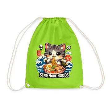 Kawaii Katze Ramen Nudeln Anime Katze - Turnbeutel - Neongrün - Vorne