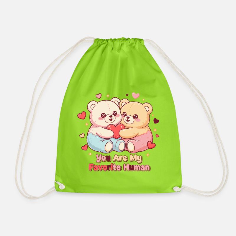 You Are My Favorite Human Bears - Drawstring Bag - neon green