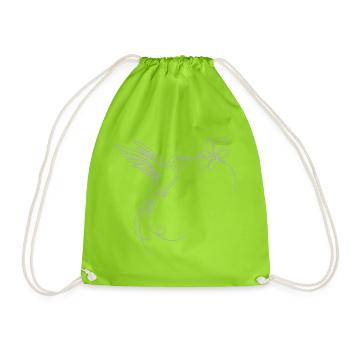 Minimalist Hummingbird Silhouette Bird Flying - Drawstring Bag - neon green - Front