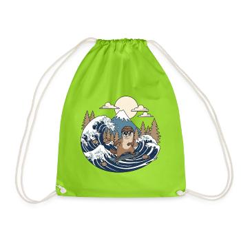 Kawaii Skateboarding Bieber - Drawstring Bag - neon green - Front