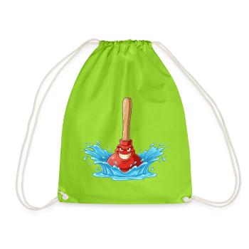 Water Anger Pungle with Wooden Stick - Drawstring Bag - neon green - Front